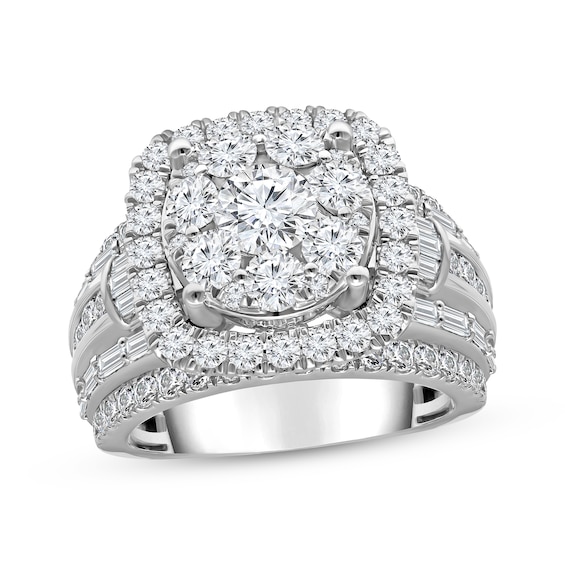 Lab-Created Diamonds by KAY Multi-Diamond Center Engagement Ring 4 ct tw Round-cut 14K White Gold