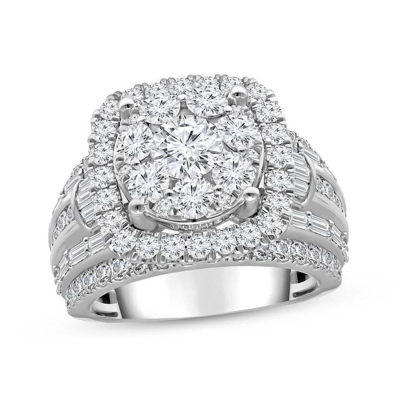 Main Image 1 of Now + Forever Lab-Grown Diamonds Multi-Diamond Center Engagement Ring 4 ct tw Round-cut 14K White Gold