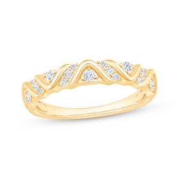 Now + Forever Diamond Wave-Pattern Anniversary Band 1/5 ct tw 10K Yellow Gold