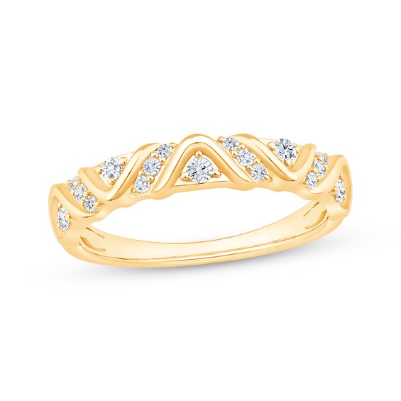 Now + Forever Diamond Wave-Pattern Anniversary Band 1/5 ct tw 10K Yellow Gold