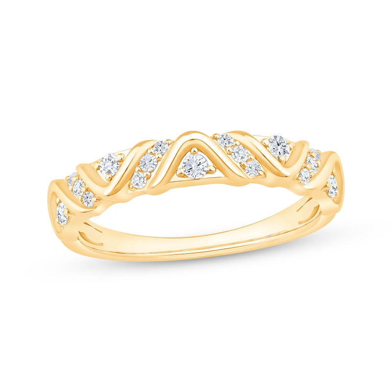 Main Image 1 of Now + Forever Diamond Wave-Pattern Anniversary Band 1/5 ct tw 10K Yellow Gold