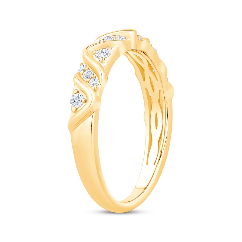 Main Image 2 of Now + Forever Diamond Wave-Pattern Anniversary Band 1/5 ct tw 10K Yellow Gold
