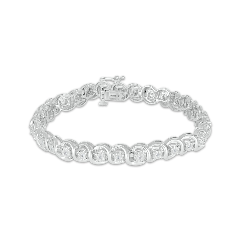 Diamond Swirl Link Tennis Bracelet 1/6 ct tw Sterling Silver 7.25"