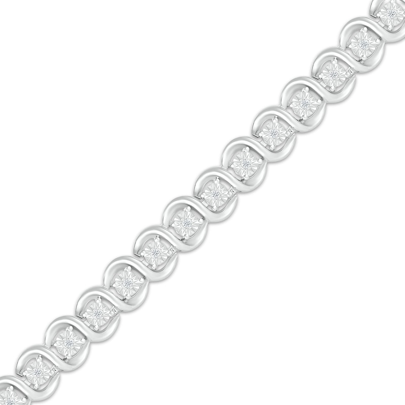 Diamond Swirl Link Tennis Bracelet 1/6 ct tw Sterling Silver 7.25"