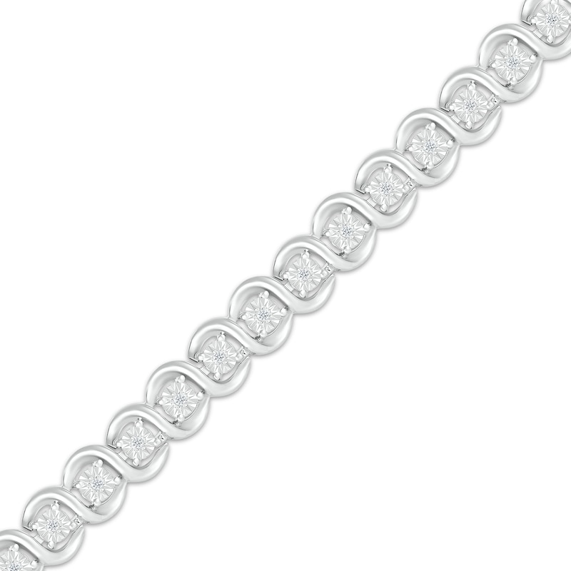 Main Image 2 of Diamond Swirl Link Tennis Bracelet 1/6 ct tw Sterling Silver 7.25&quot;