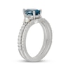 Thumbnail Image 2 of Neil Lane Pear-Shaped London Blue Topaz, Diamond & Akoya Cultured Pearl Bridal Set 1/3 ct tw 14K White Gold