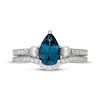 Thumbnail Image 3 of Neil Lane Pear-Shaped London Blue Topaz, Diamond & Akoya Cultured Pearl Bridal Set 1/3 ct tw 14K White Gold