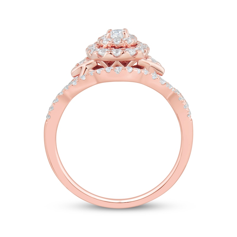 Main Image 2 of Now + Forever Oval-Cut Diamond Halo Bridal Set 1/2 ct tw 14K Rose Gold