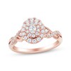 Thumbnail Image 4 of Now + Forever Oval-Cut Diamond Double Halo Engagement Ring 1/2 ct tw 14K Rose Gold