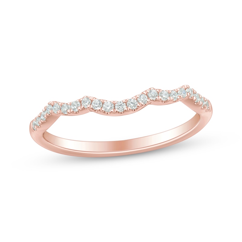 Main Image 7 of Now + Forever Diamond Contour Wedding Band 1/8 ct tw 14K Rose Gold