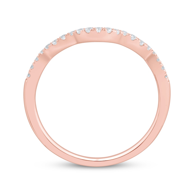 Main Image 8 of Now + Forever Diamond Contour Wedding Band 1/8 ct tw 14K Rose Gold