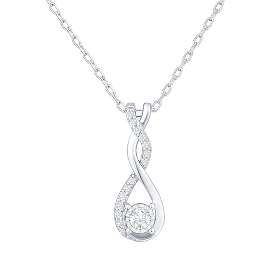Diamond Twist Drop Necklace 1/6 ct tw Sterling Silver 18"