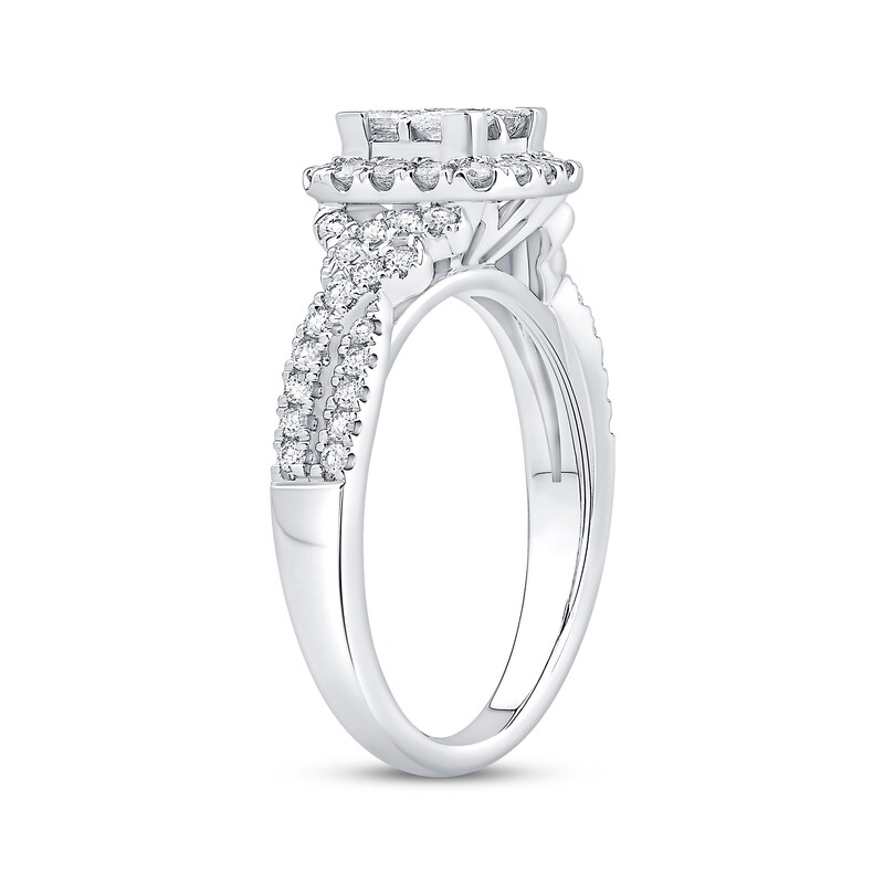 Main Image 2 of Princess-Cut Diamond Cushion-Frame Engagement Ring 1 ct tw 14K White Gold
