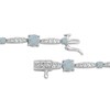 Thumbnail Image 3 of Lab-Created Opal & White Lab-Created Sapphire Link Bracelet Sterling Silver 7.5"