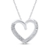 Thumbnail Image 1 of Baguette & Round-Cut Diamond Open Heart Necklace 1/4 ct tw Sterling Silver 18&quot;