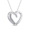 Thumbnail Image 2 of Baguette & Round-Cut Diamond Open Heart Necklace 1/4 ct tw Sterling Silver 18&quot;