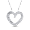 Thumbnail Image 3 of Baguette & Round-Cut Diamond Open Heart Necklace 1/4 ct tw Sterling Silver 18&quot;