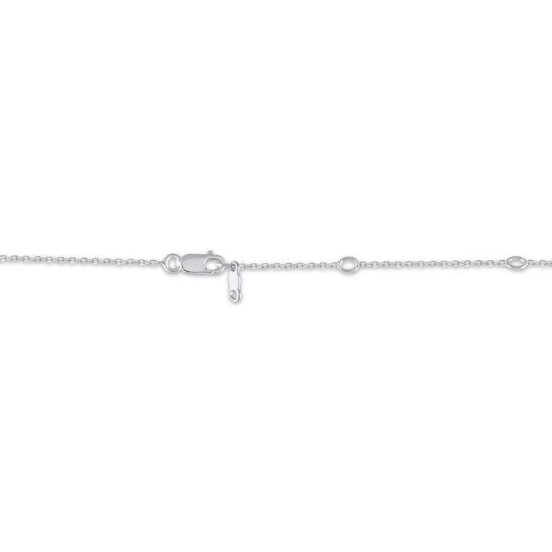Main Image 4 of Baguette & Round-Cut Diamond Open Heart Necklace 1/4 ct tw Sterling Silver 18&quot;