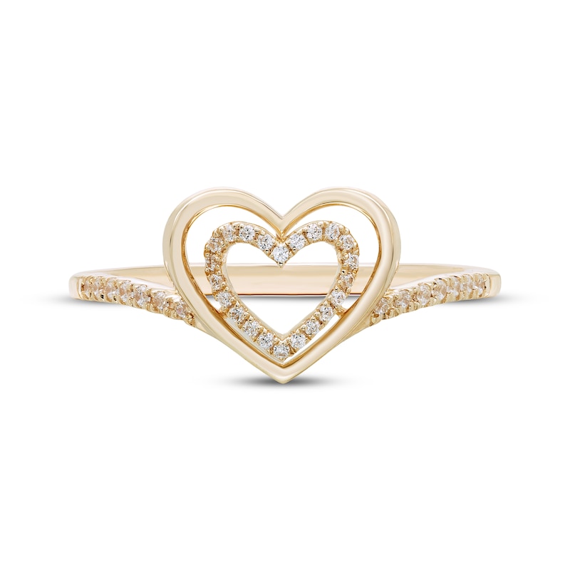 Main Image 2 of Diamond Double Heart Ring 1/10 ct tw 10K Yellow Gold