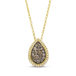 Le Vian Chocolate Chip Diamond Teardrop Necklace 7/8 ct tw 14K Honey Gold 19"
