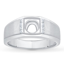 Now + Forever Men's Diamond Wedding Band Setting 1/15 ct tw 14K White Gold