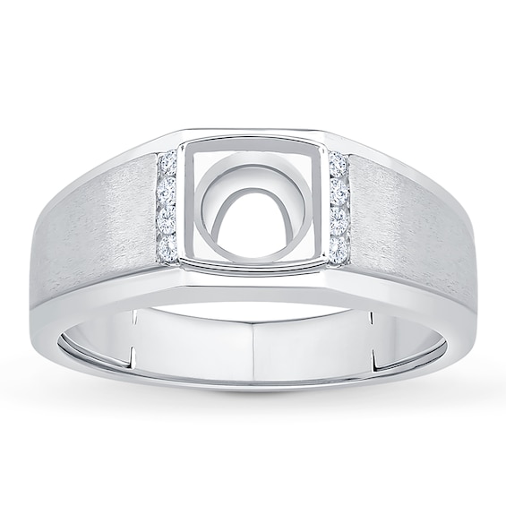 Now + Forever Men's Diamond Wedding Band Setting 1/15 ct tw 14K White Gold