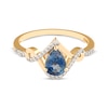 Thumbnail Image 3 of Pear-Shaped London Blue Topaz & Diamond Ring 1/10 ct tw 10K Yellow Gold