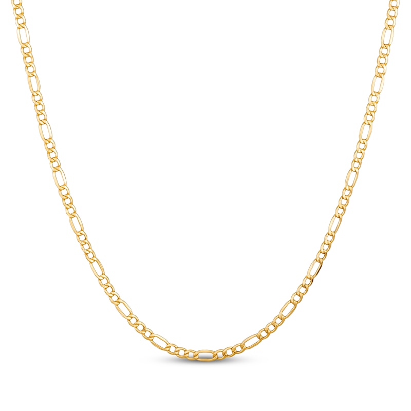 Main Image 1 of Figaro Chain Necklace 3.5mm Hollow 14K Yellow Gold 22&quot;