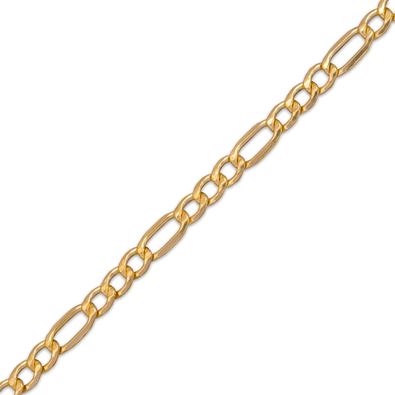 Main Image 2 of Figaro Chain Necklace 3.5mm Hollow 14K Yellow Gold 22&quot;