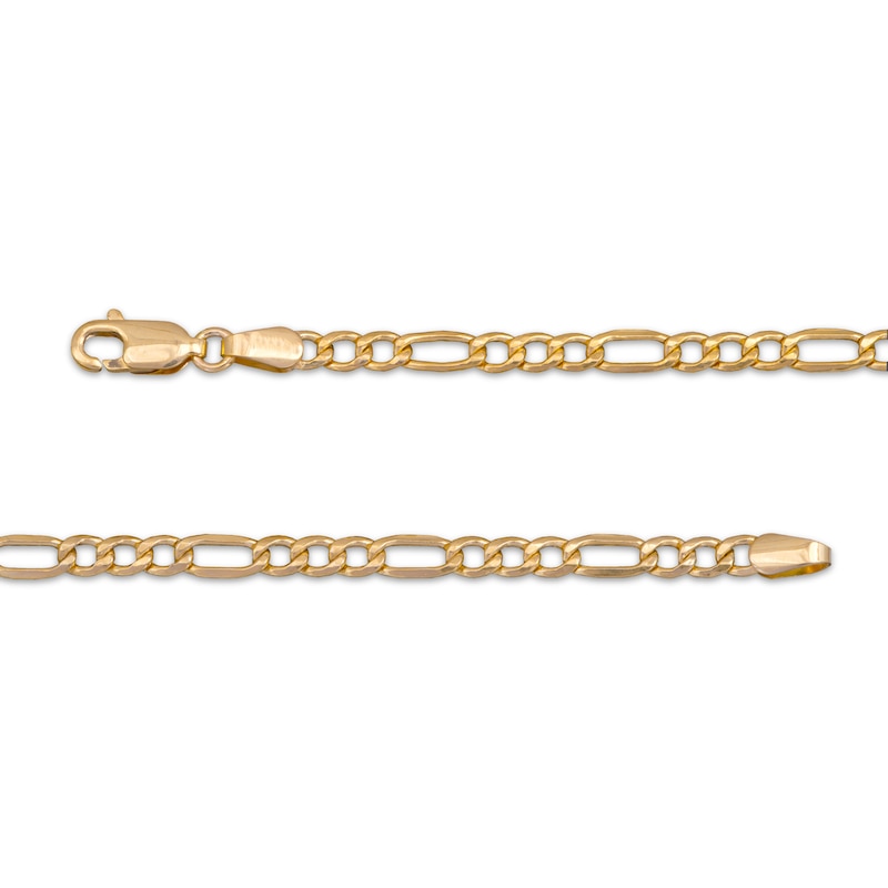 Main Image 3 of Figaro Chain Necklace 3.5mm Hollow 14K Yellow Gold 22&quot;