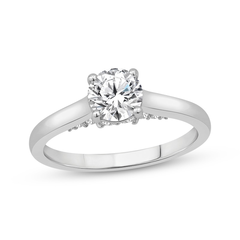 Main Image 1 of Round-Cut Diamond Solitaire Engagement Ring 1 ct tw 10K White Gold (I/I3)