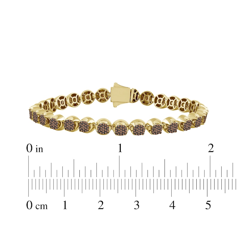 Main Image 5 of Men's Brown Multi-Diamond Link Bracelet 2 ct tw 10K Yellow Gold 8.5&quot;