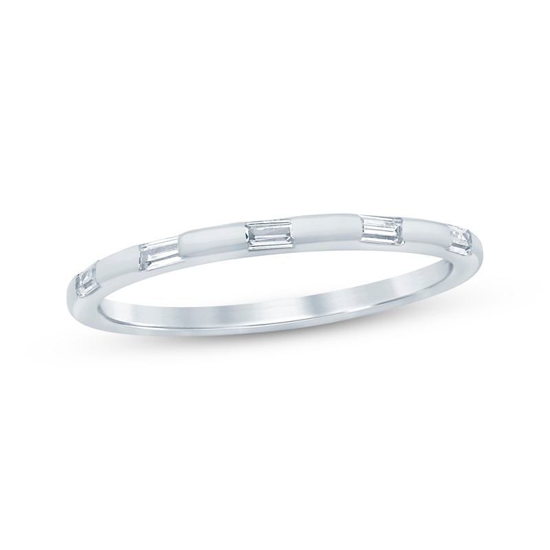 Main Image 1 of Now + Forever Baguette-Cut Diamond Five-Stone Anniversary Ring 1/5 ct tw 10K White Gold