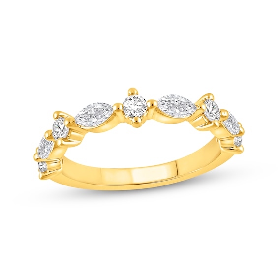 Now + Forever Lab-Grown Diamonds Marquise & Round-Cut Anniversary Ring 1 ct tw 14K Yellow Gold