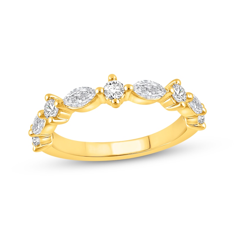 Main Image 1 of Now + Forever Lab-Grown Diamonds Marquise & Round-Cut Anniversary Ring 1 ct tw 14K Yellow Gold