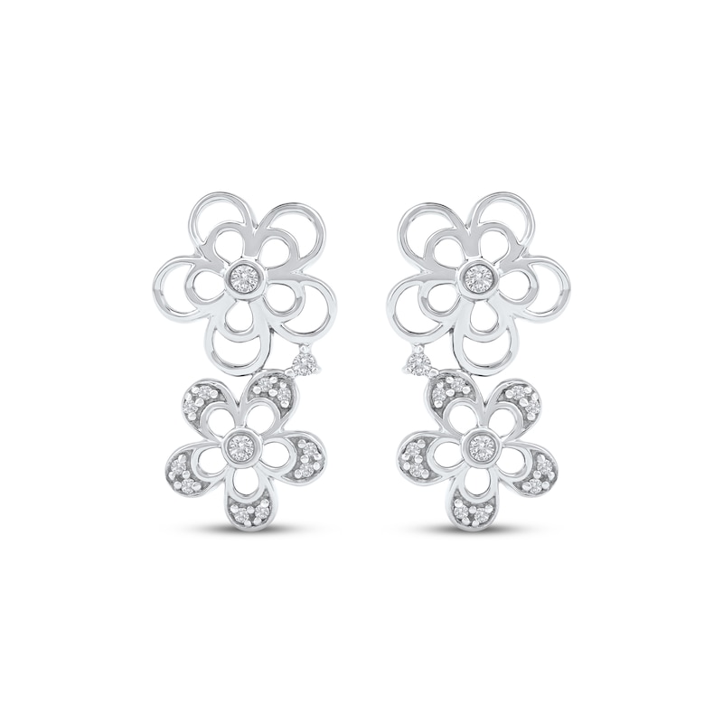 Main Image 2 of Diamond Openwork Tilted Flower Earrings 1/8 ct tw 10K White Gold