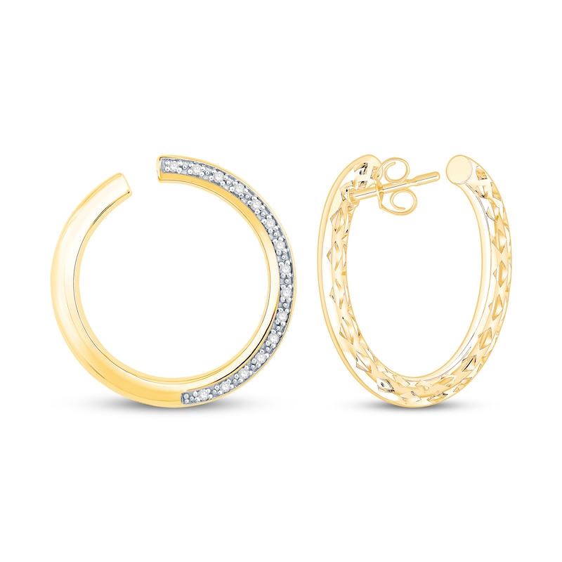 Main Image 3 of Diamond Open Loop Earrings 1 ct tw 10K Yellow Gold