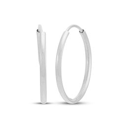 Polished Endless Hoop Earrings 14K White Gold 13mm
