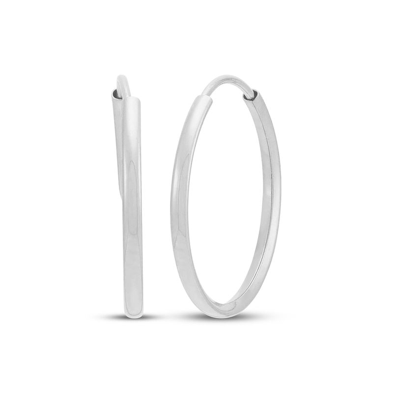 Main Image 1 of Polished Endless Hoop Earrings 14K White Gold 13mm