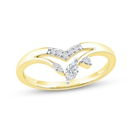 Now + Forever Marquise-Cut Diamond Chevron Split Shank Anniversary Ring 1/6 ct tw 10K Yellow Gold