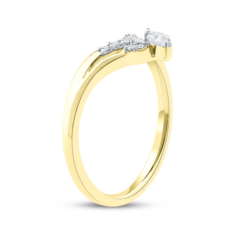 Main Image 2 of Now + Forever Marquise-Cut Diamond Chevron Split Shank Anniversary Ring 1/6 ct tw 10K Yellow Gold