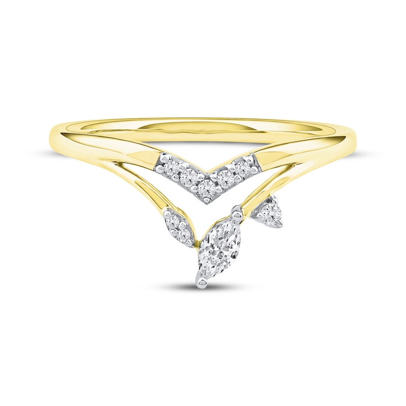 Main Image 3 of Now + Forever Marquise-Cut Diamond Chevron Split Shank Anniversary Ring 1/6 ct tw 10K Yellow Gold