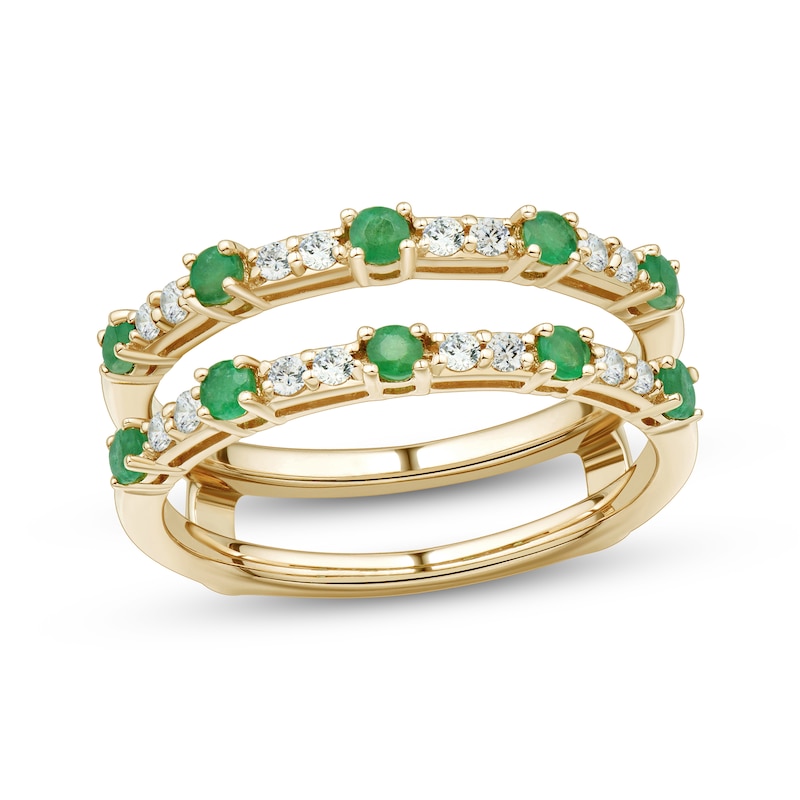 Main Image 1 of Now + Forever Natural Emerald & Diamond Enhancer Ring 1/5 ct tw 14K Yellow Gold