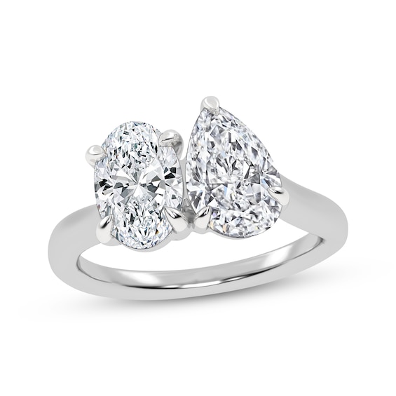 Toi et Moi Pear-Shaped & Oval-Cut Lab-Grown Diamond Engagement Ring 2 ct tw 14K White Gold