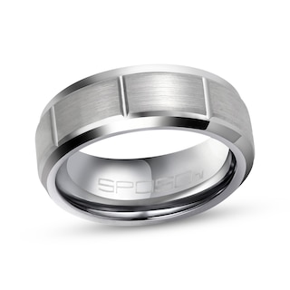 Now + Forever Men's Brushed Brick Pattern Wedding Band Tungsten Carbide 8mm