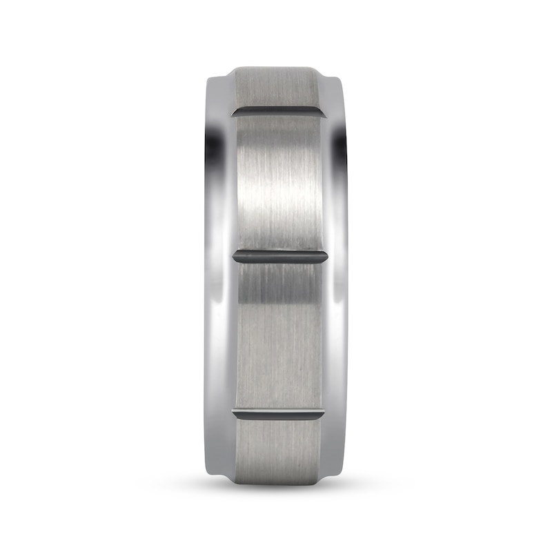 Main Image 2 of Now + Forever Men's Brushed Brick Pattern Wedding Band Tungsten Carbide 8mm