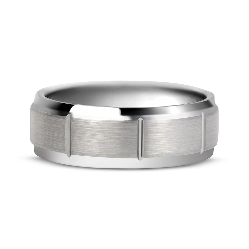Main Image 3 of Now + Forever Men's Brushed Brick Pattern Wedding Band Tungsten Carbide 8mm