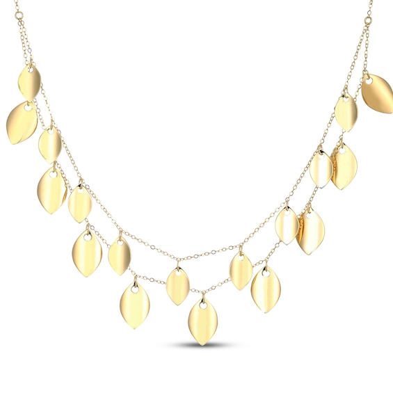 Layered Leaves Necklace 18K Yellow Gold-Plated Sterling Silver 17"