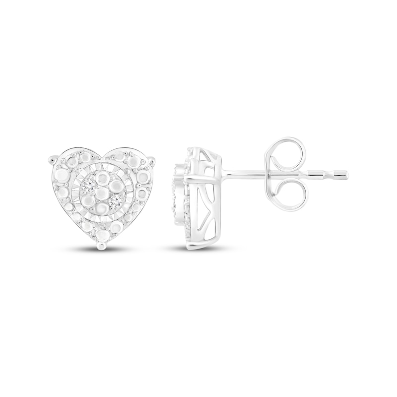 Main Image 1 of Diamond Heart Stud Earrings 1/20 ct tw Sterling Silver