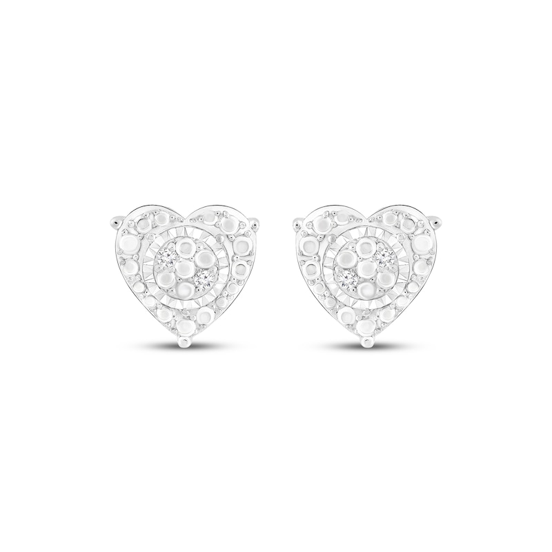 Main Image 2 of Diamond Heart Stud Earrings 1/20 ct tw Sterling Silver